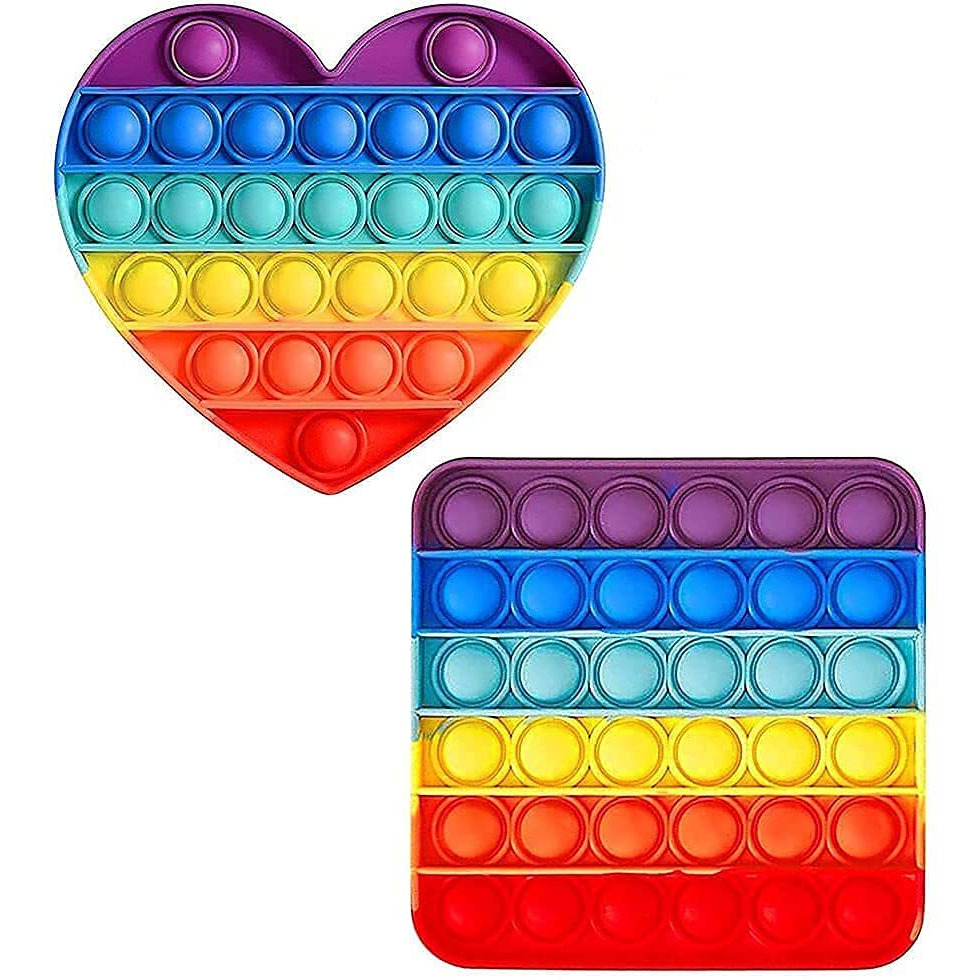 4Mura Pop It Fidget Toys,Push Pop Bubble Fidget Sensory Toy,Autism Special Needs Silicone Stress Relief Toy, Fidget Toy & Novelty Gifts For Kids Adults ((2 Pc)(Heart+Square))