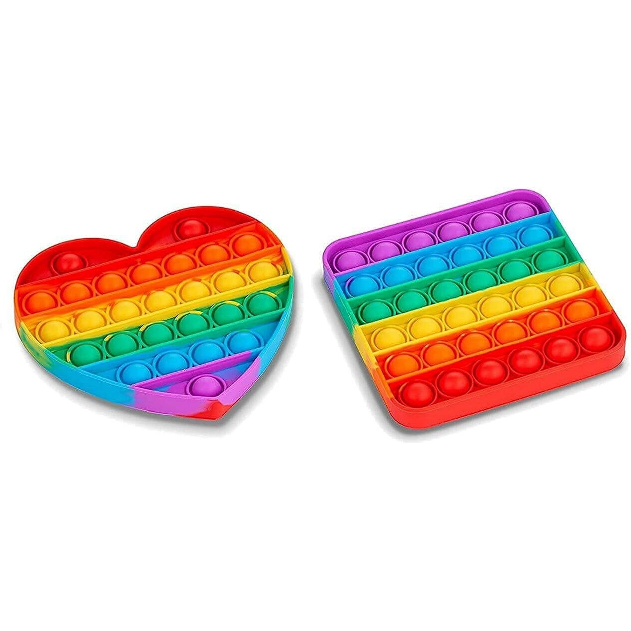 4Mura Pop It Fidget Toys,Push Pop Bubble Fidget Sensory Toy,Autism Special Needs Silicone Stress Relief Toy, Fidget Toy & Novelty Gifts For Kids Adults ((2 Pc)(Heart+Square))