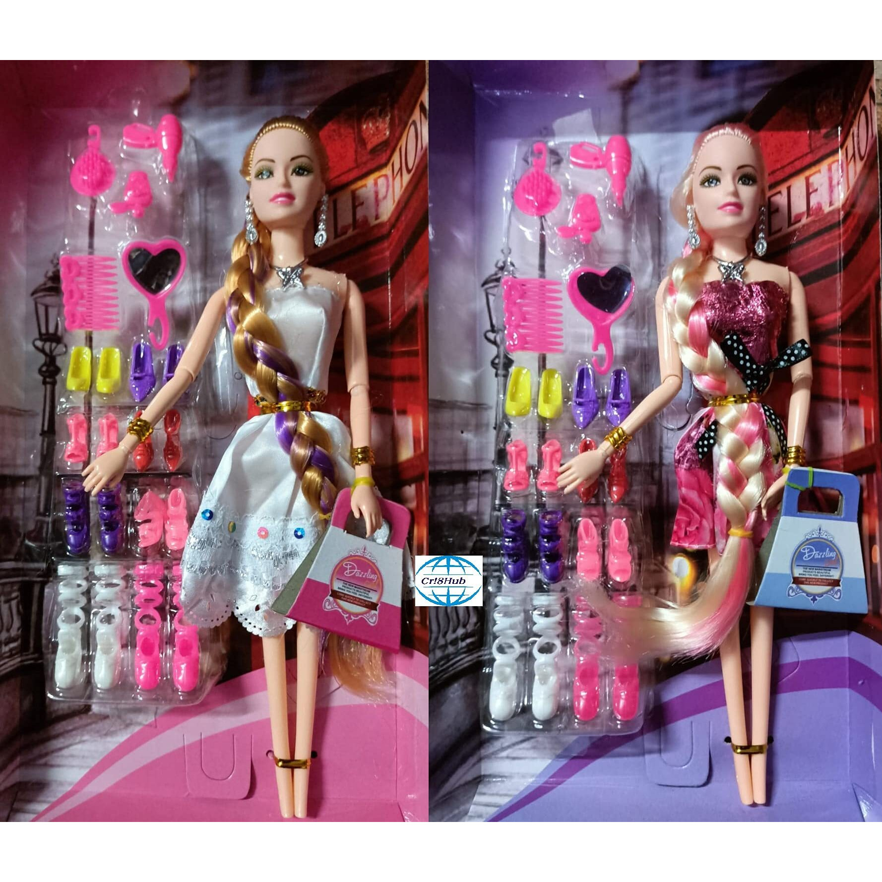 Cri8Hub Fashion Girl's, Fashion Doll With Dresses Makeup And Cute Doll Accessories Style Wardrobe Doll Set For Girls, Doll Toy For Kids Girls And Boys Dolls (Doll Pack Of 2)