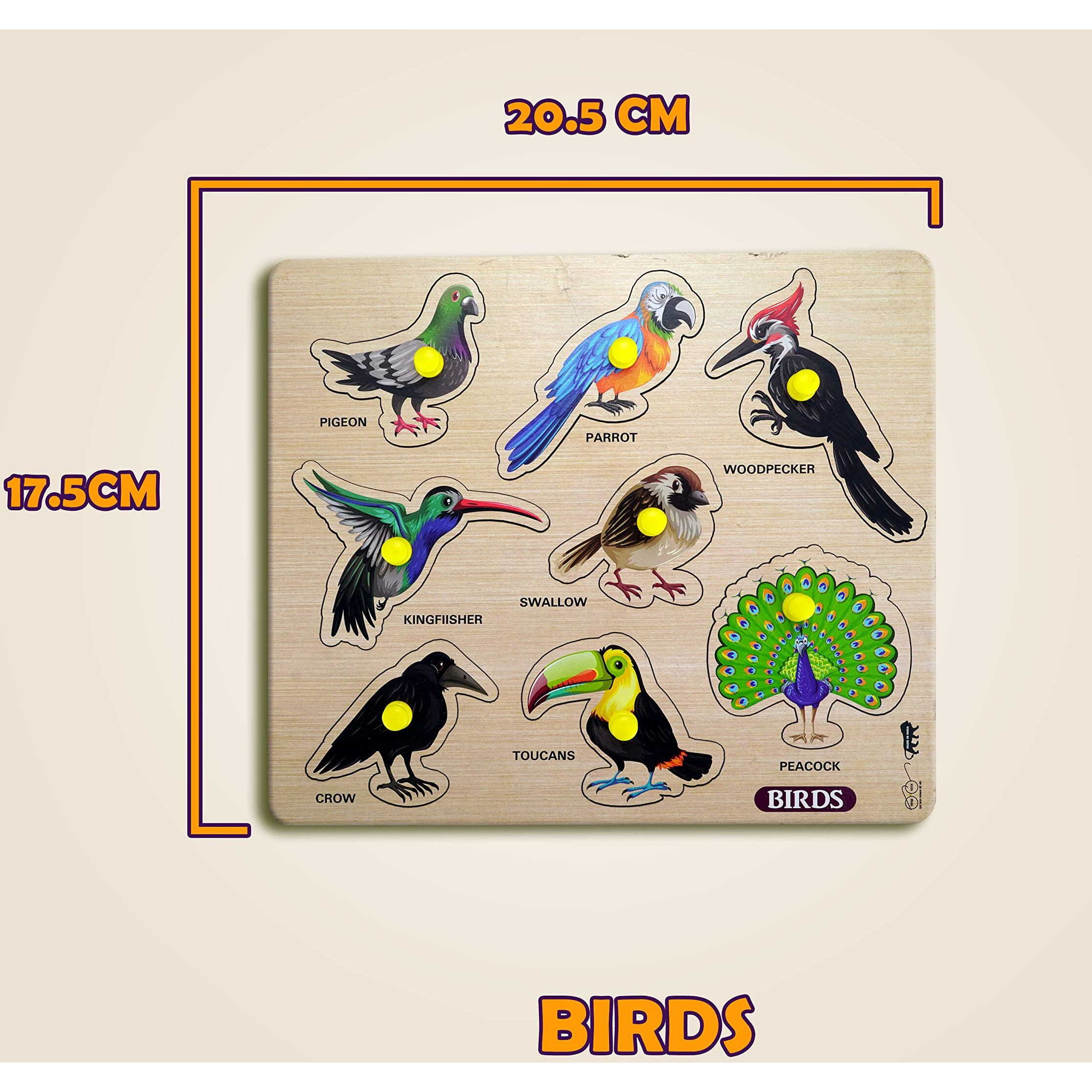 Highroof Kids Fort Pre Nursery Educational Jigsaw Puzzles For Adults Kids Learning Toys Kit Board Game 4 Pcs Set Of Birds Animals Human Body Parts & Vehicle Educational Toy