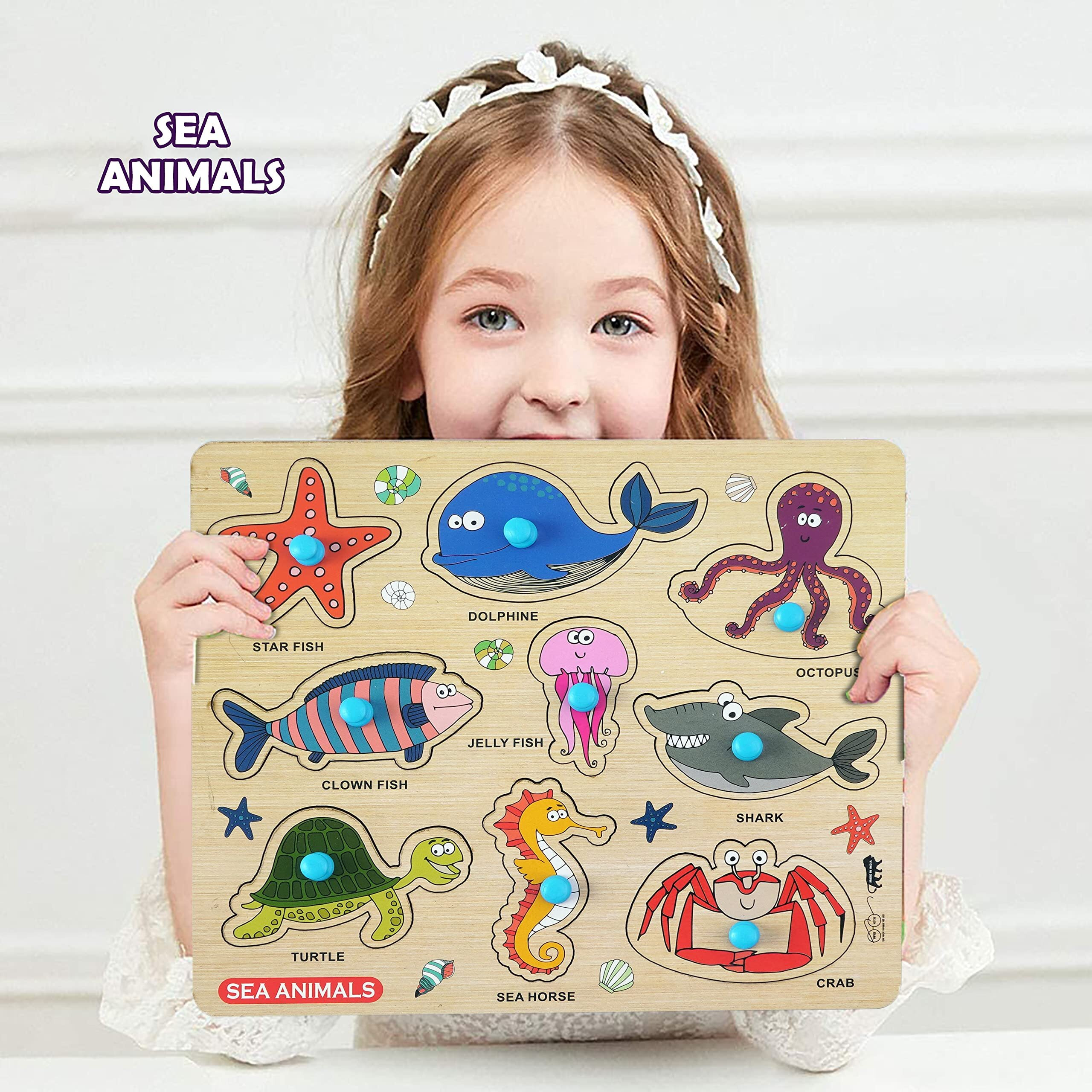 Highroof Kids Fort Pre Nursery Educational Jigsaw Puzzles For Adults Kids Learning Toys Kit Board Game 2 Pcs Set Of Human Body Parts & Sea Animals Educational Toy