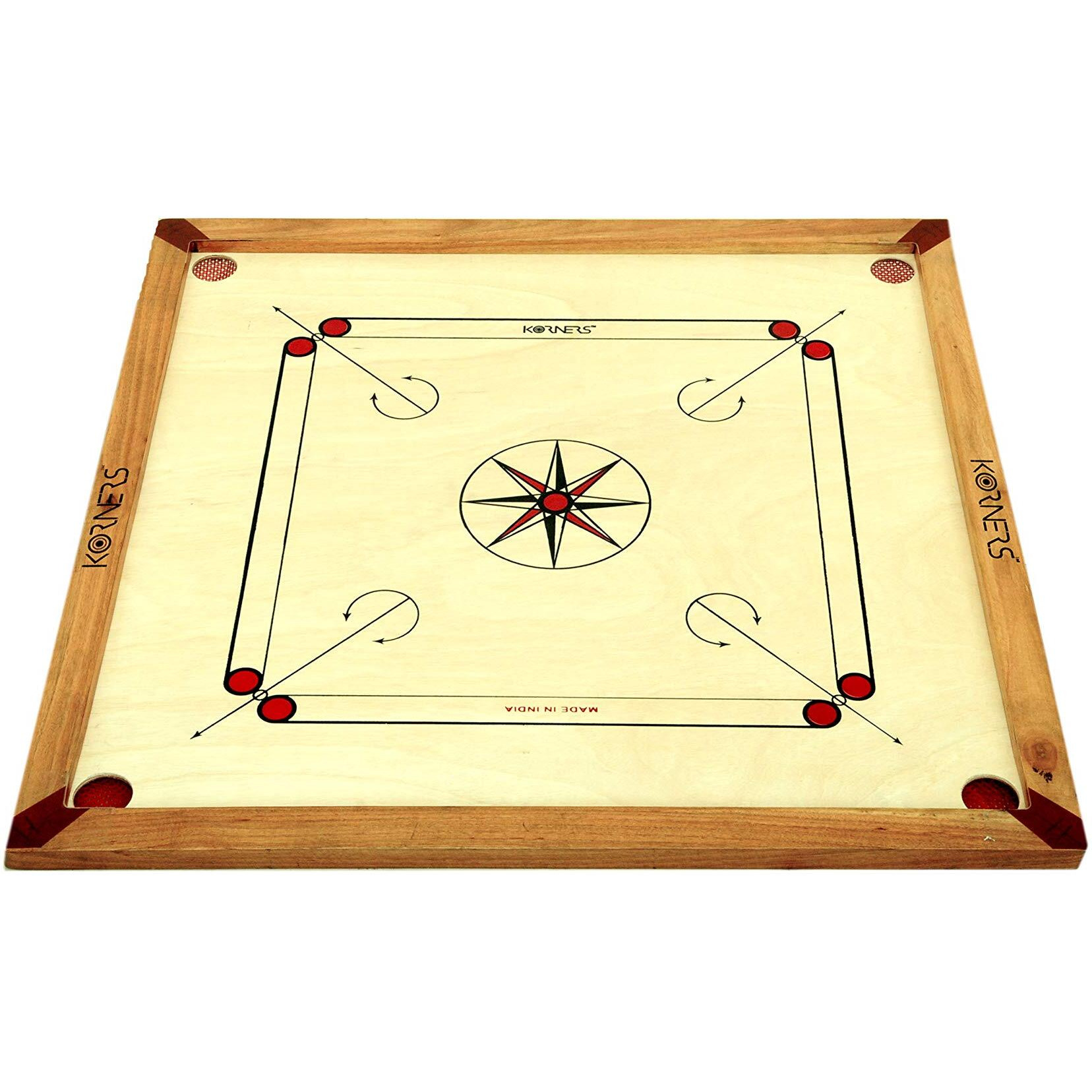 Korners 32 Inch Carrom Board Set | Wooden Carrom Board With Striker, Coins And Powder | (Natural)
