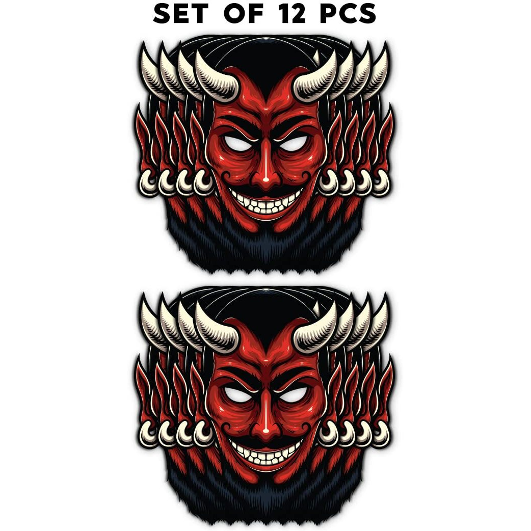 Festiko Halloween Theme Face Masks (12 Pcs), Halloween Theme Party Supplies, Return Gifts For Kids, Halloween Theme Party Items,Red Devil Face Masks For Kids