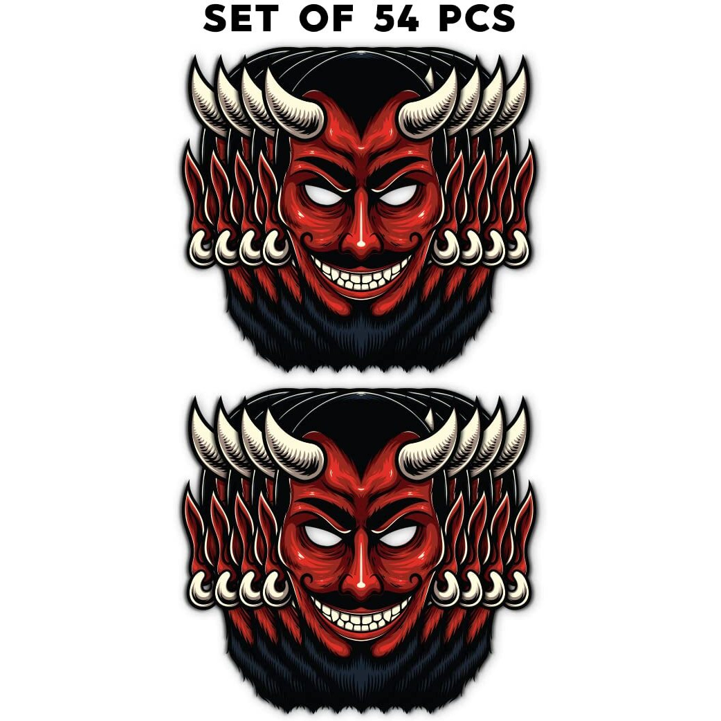 Festiko Halloween Theme Face Masks (54 Pcs), Halloween Theme Party Supplies, Return Gifts For Kids, Halloween Theme Party Items,Red Devil Face Masks For Kids
