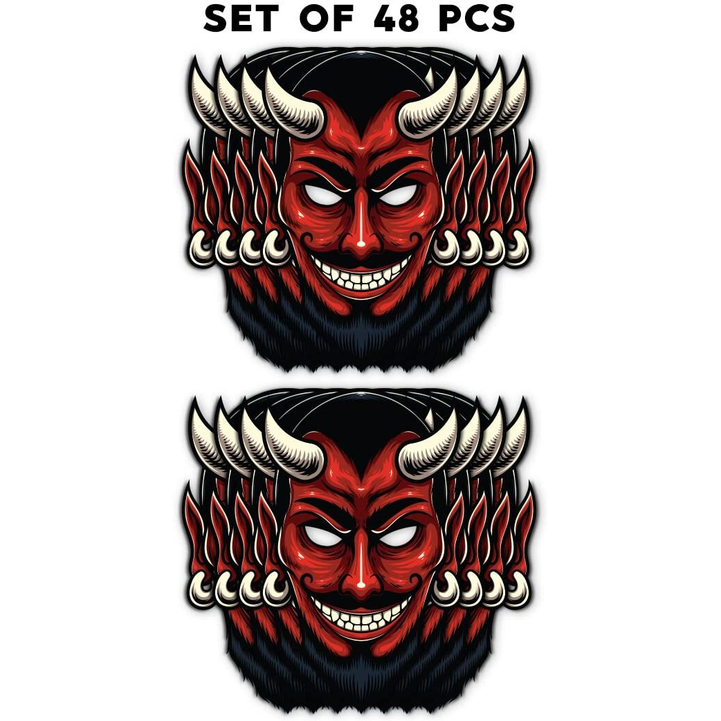 Festiko Halloween Theme Face Masks (48 Pcs), Halloween Theme Party Supplies, Return Gifts For Kids, Halloween Theme Party Items,Red Devil Face Masks For Kids