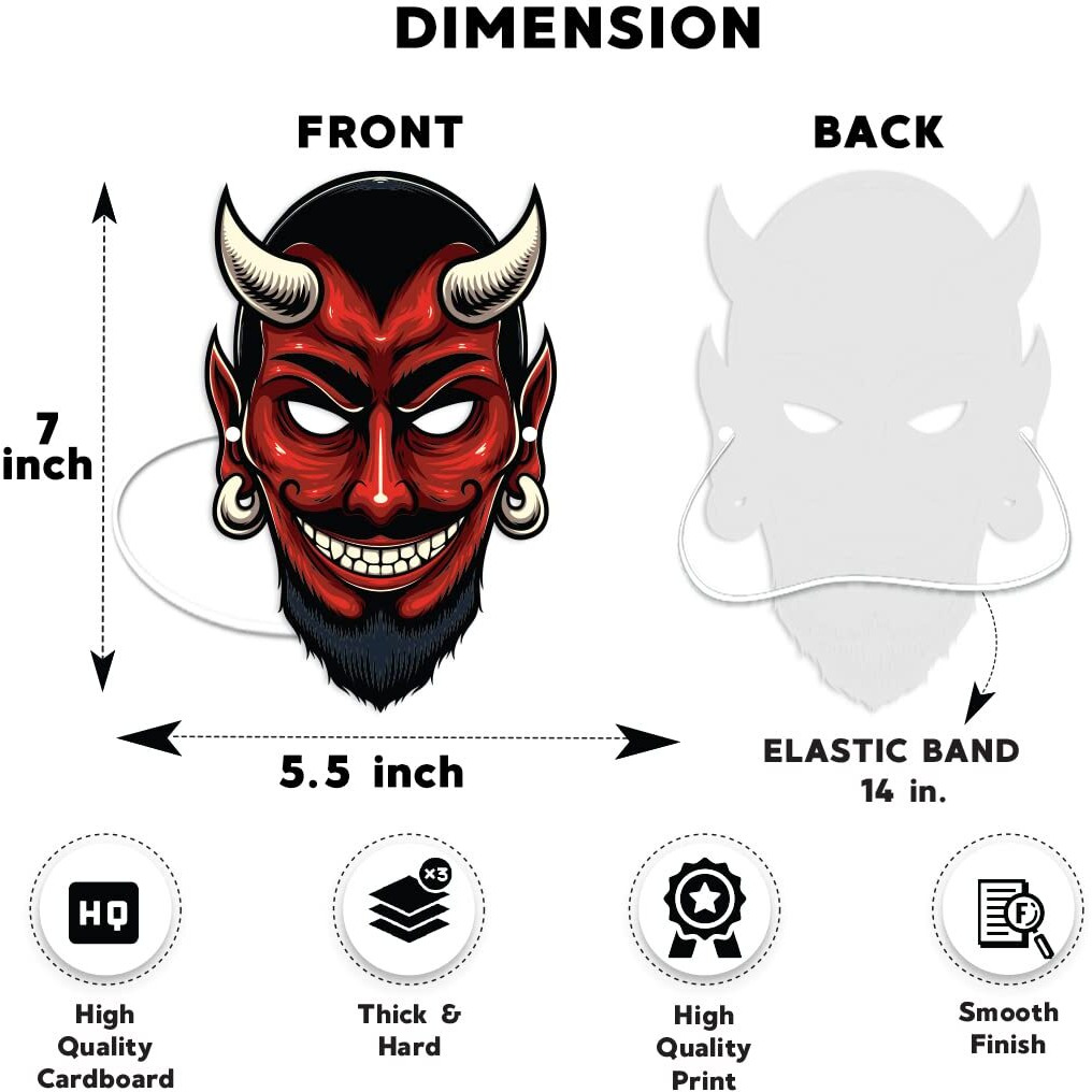 Festiko Halloween Theme Face Masks (48 Pcs), Halloween Theme Party Supplies, Return Gifts For Kids, Halloween Theme Party Items,Red Devil Face Masks For Kids