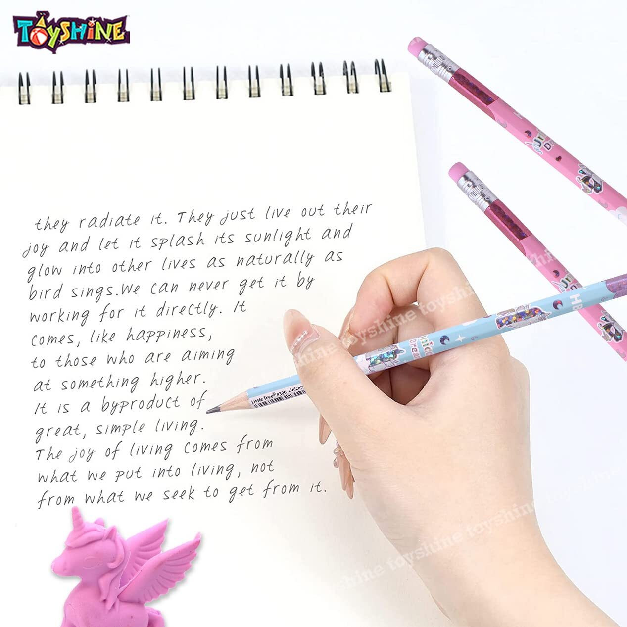 Toyshine Pack Of 26 Unicorn Stationary Set-20 Pencils,2 Erasers,2 Sharpner,Birthday Party Return Gift Party Favor For Kids-M3,Blue