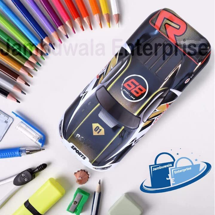 Jambuwala Enterprise Sports Car Metal Pencil Box,3D Design,Double Layer Metal Pencil Case,Pencil Box For Students School Stationery Set,Birthday Return Gift For Kids,Boys,Girls,Childrens,Multicolor