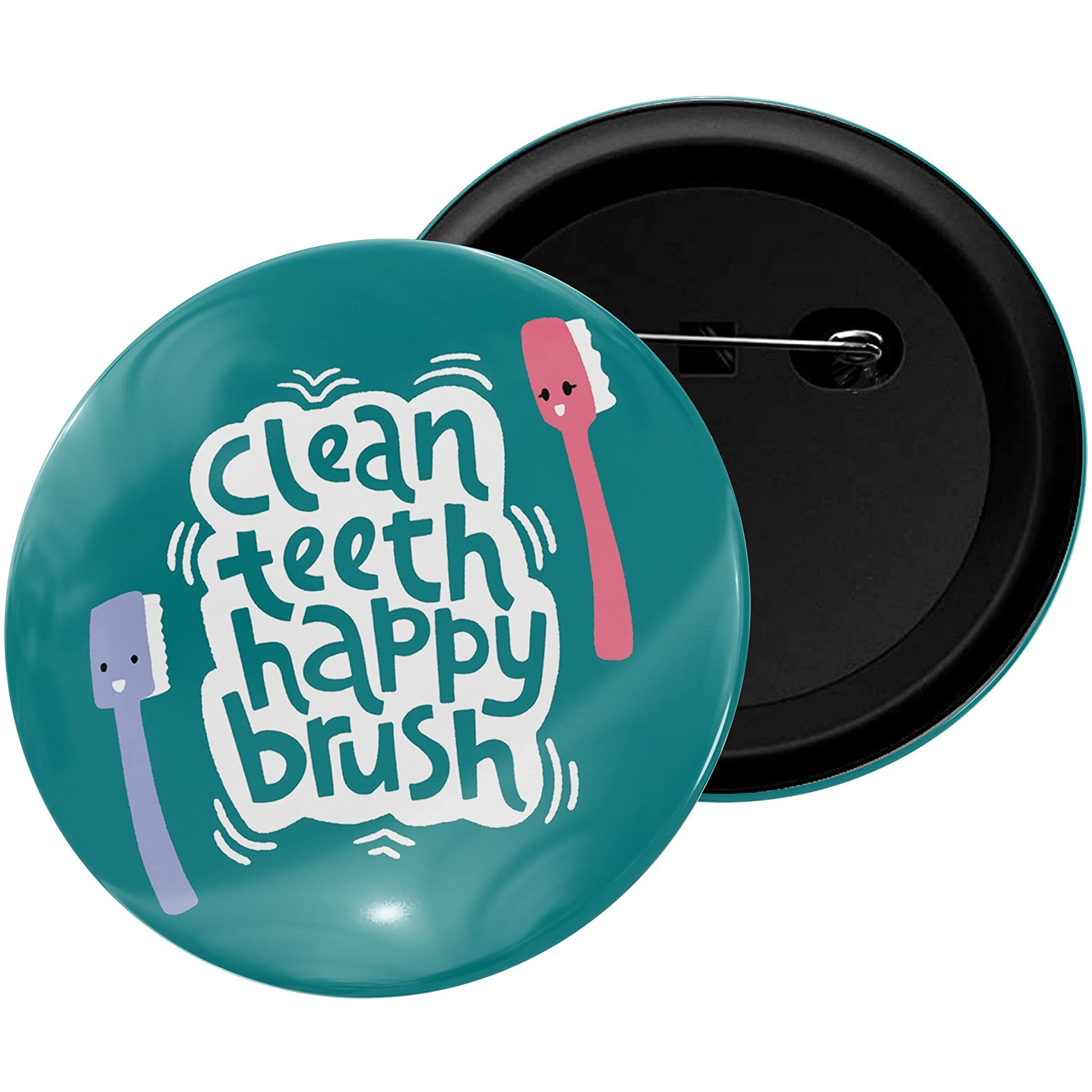 Dhcrafts Pin Badges Clean Teeth Happy Brush Glossy Finish Design Pack Of 1 (58Mm)