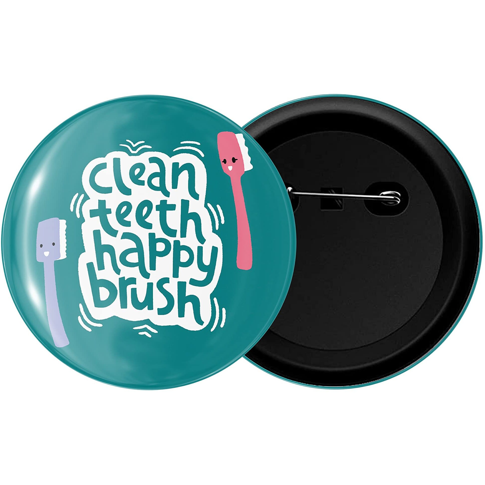 Dhcrafts Pin Badges Clean Teeth Happy Brush Glossy Finish Design Pack Of 1 (58Mm)