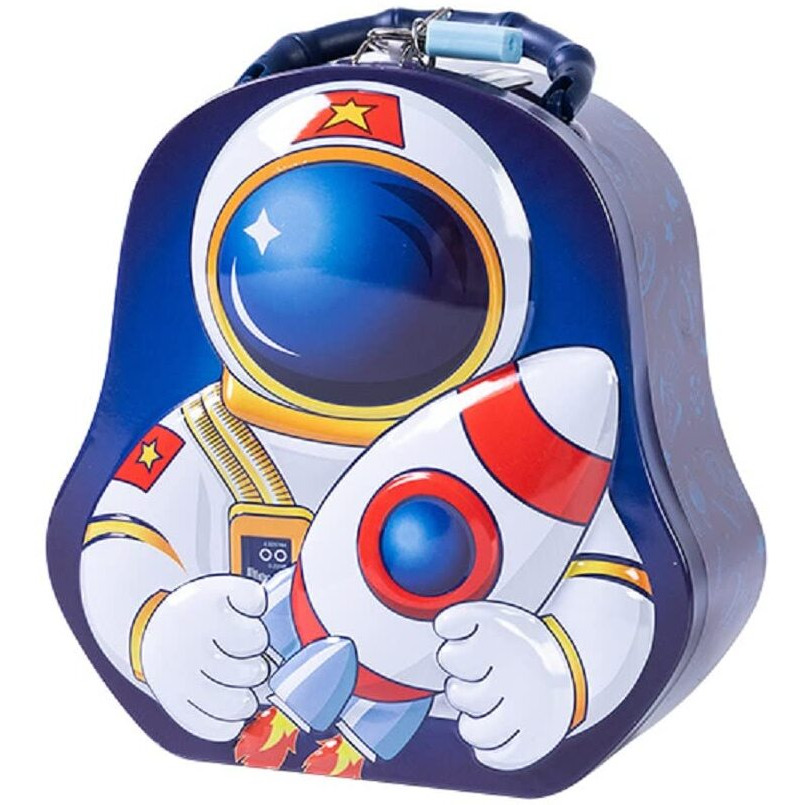 Funblast Piggy Bank For Kids  Space Money Saving Tin Coin Bank With Lock And Key, Metal (Blue), Modern