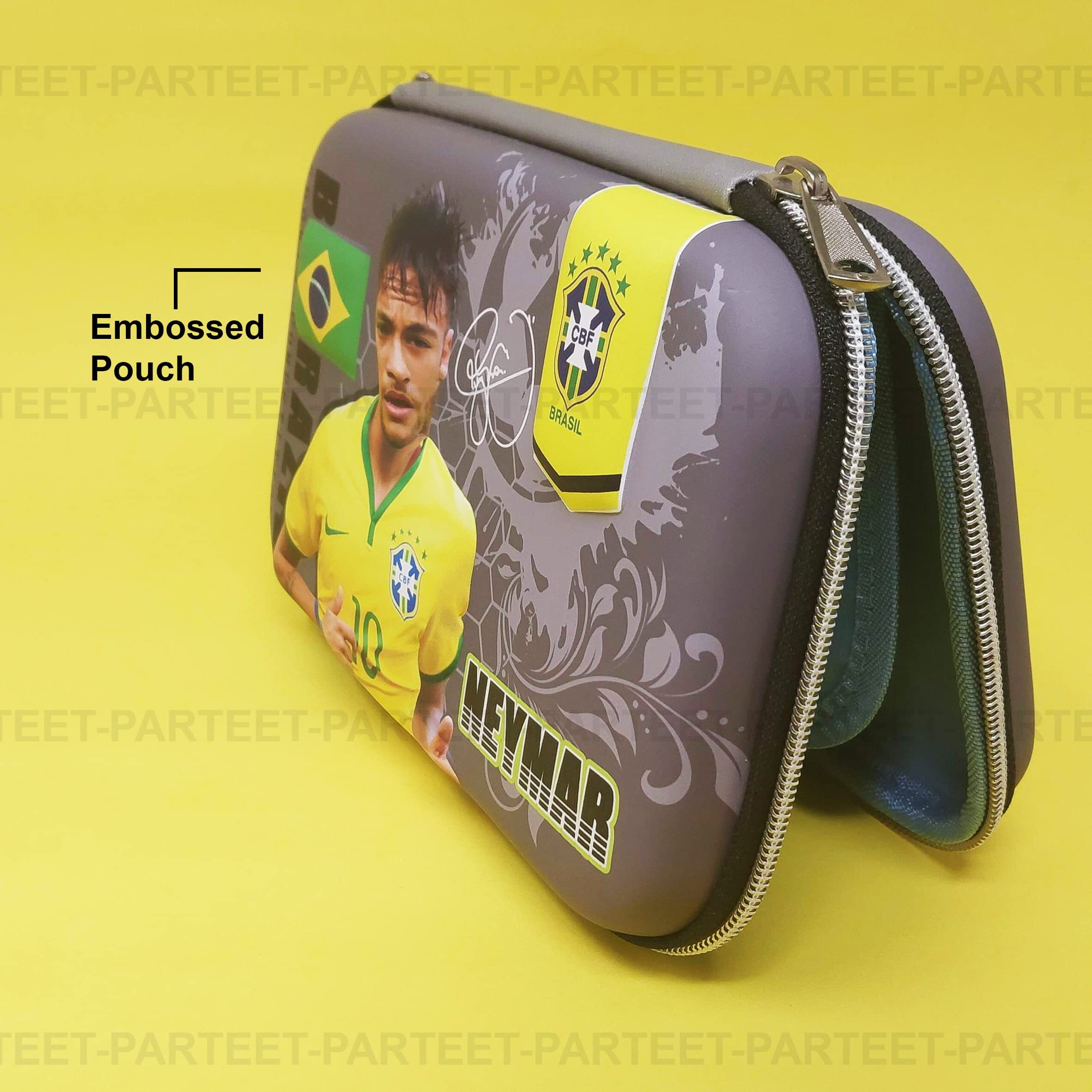 Parteet Pvc Pencil Pouch For Boys Football Pencil Pouch For Kids Stationery Organizer Hard Relaxed Fit Top Eva Big Pencil Case Pen Holder Zipper Pouch Kids Boys Multipurpose (Pack Of 1),Multicolor