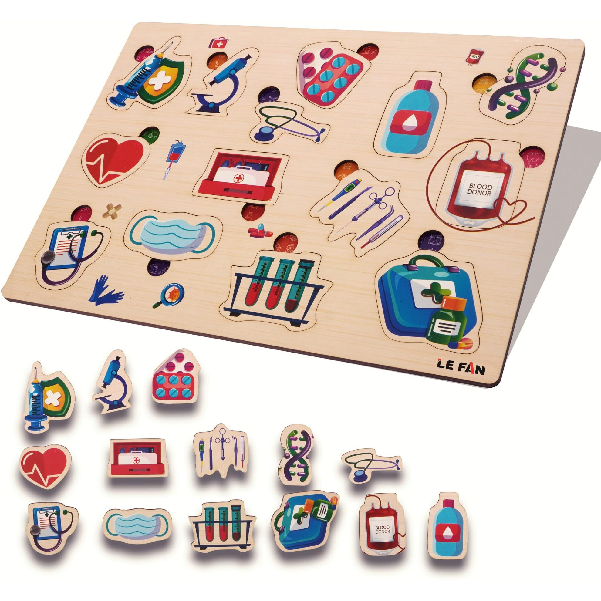 Lefan Kids' Medical Equipment Spark Creativity And Learning With Pretend Play Toys & Interactive Body Parts Puzzle Wooden Puzzle