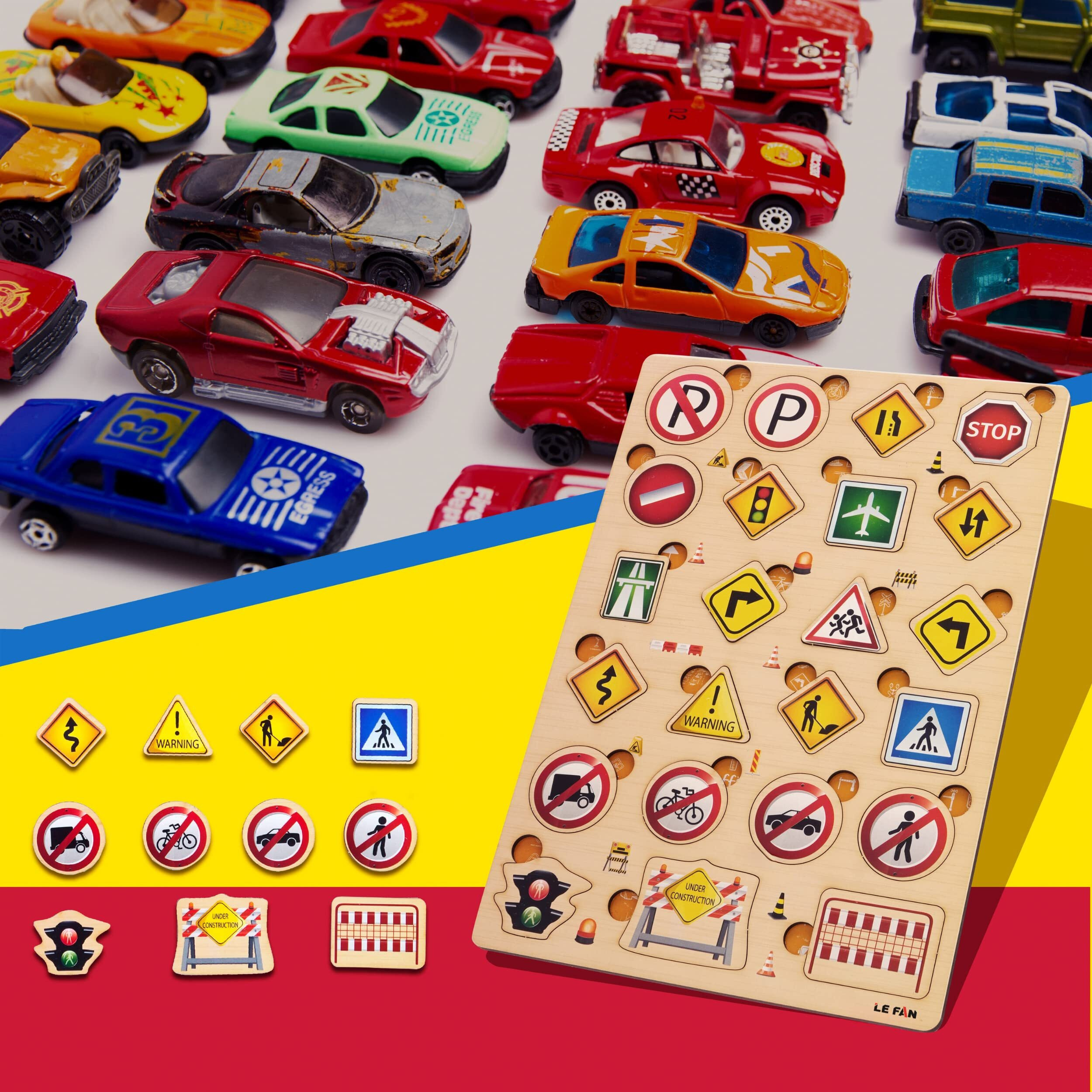 Lefan Traffic Signs Puzzle For Kids - Engaging Educational Game For Learning Traffic Safety And Rules With Fun And Vibrant Puzzle Pieces