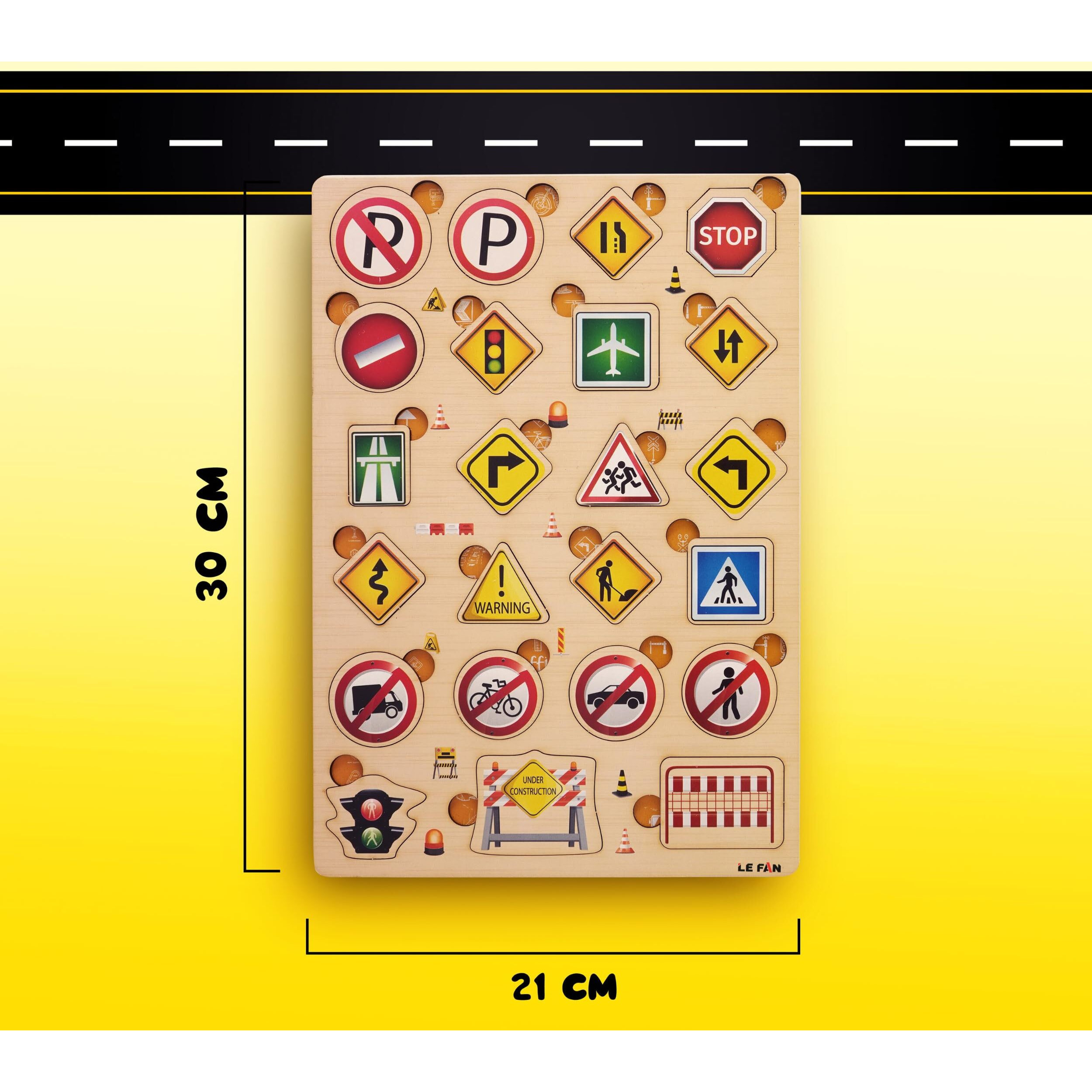 Lefan Traffic Signs Puzzle For Kids - Engaging Educational Game For Learning Traffic Safety And Rules With Fun And Vibrant Puzzle Pieces
