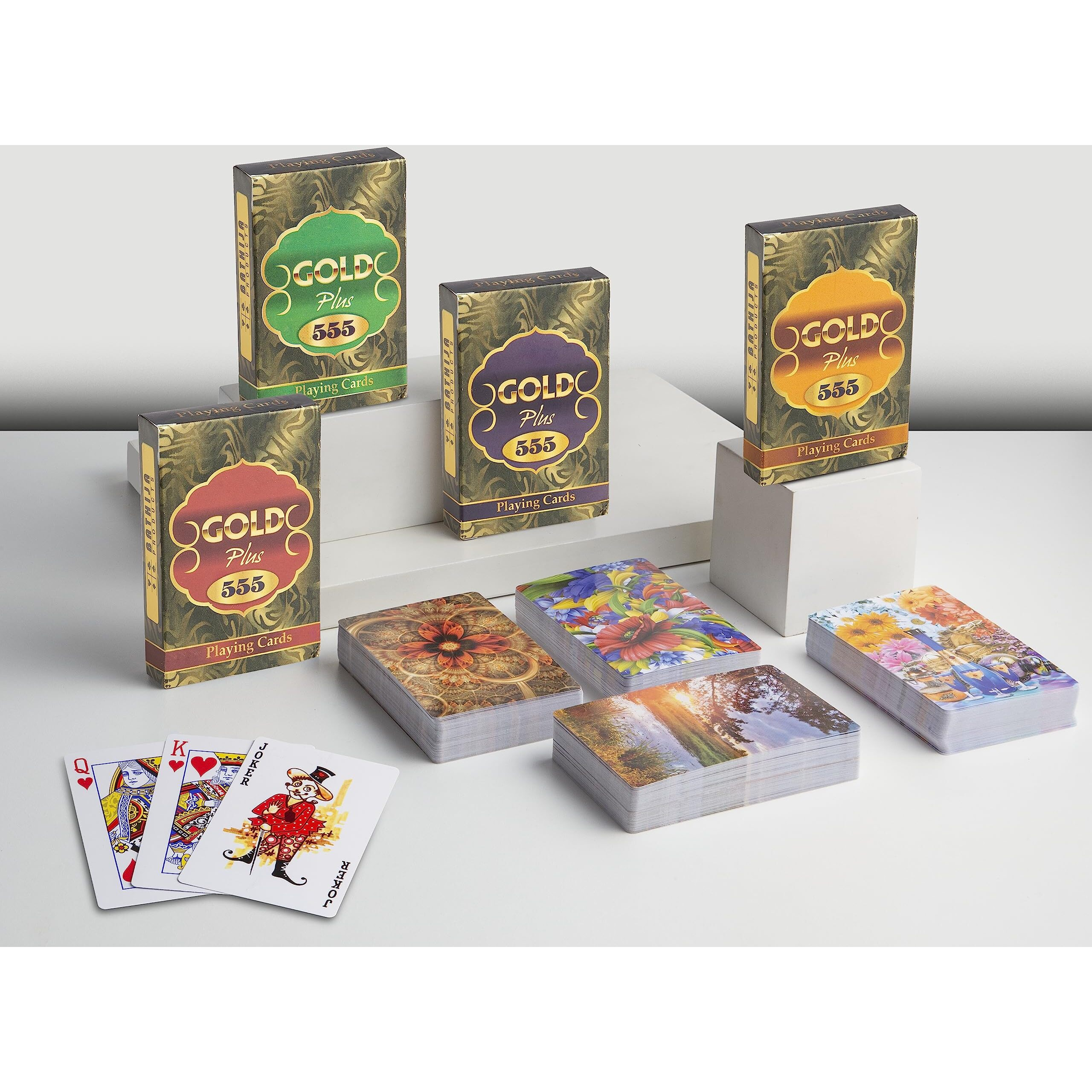 Gold Plus Paper Playing Cards (Set Of 4), Bridge Size, Multicolor Cards, Cards For All Ages Used For Card Games, Poker And Rummy