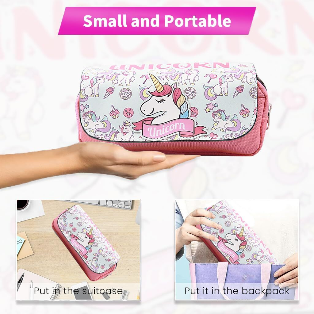 Fancyku Polyester One Piece Pencil Case, Anime Pencil Pouch, Cartoon Prints Pen Pouch, Large Capacity Pu Pencil Bag Stationery Organizer, Students Gift, Multicolor