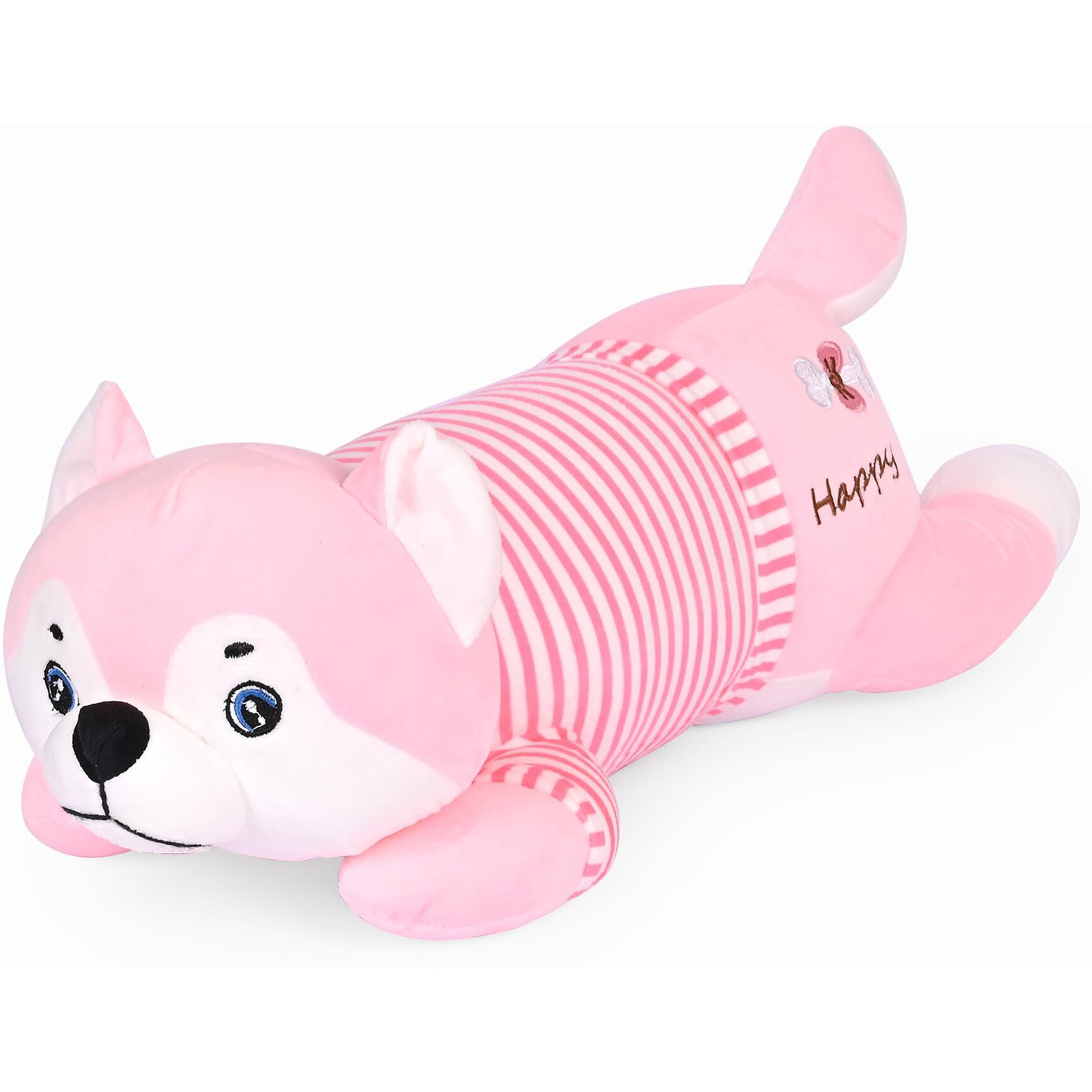 Besties Soft Toys | Ultra Soft Cute Sleeping Husky Dog Toys | Good Looking Husky Dog | Gift To Birthday, Party's | Kids For Boys, Girls (Size. 60 Cm) (Pink)