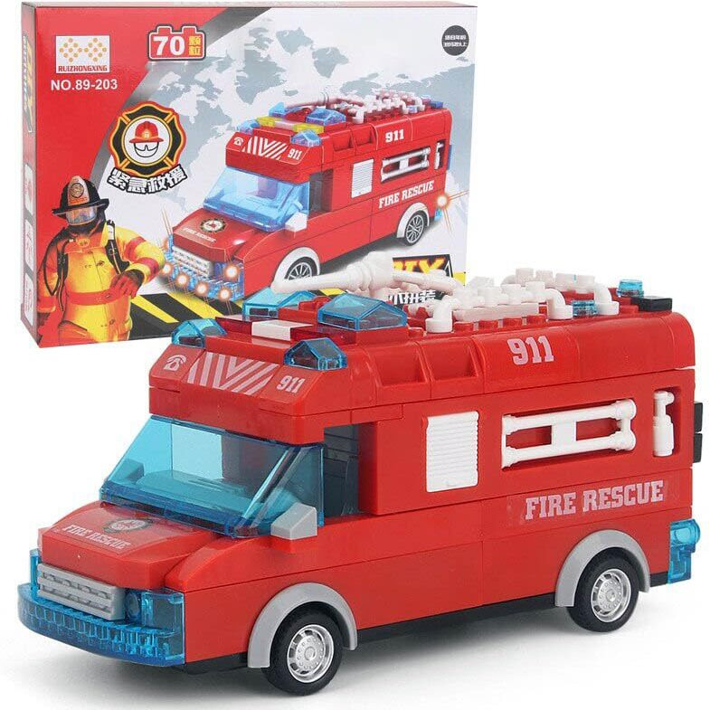 Magicwand Lego Compatible Toy Building Block Educational Fire Engine Construction Learning Blocks Set For Kids[70 Pcs][Multi-Colored]