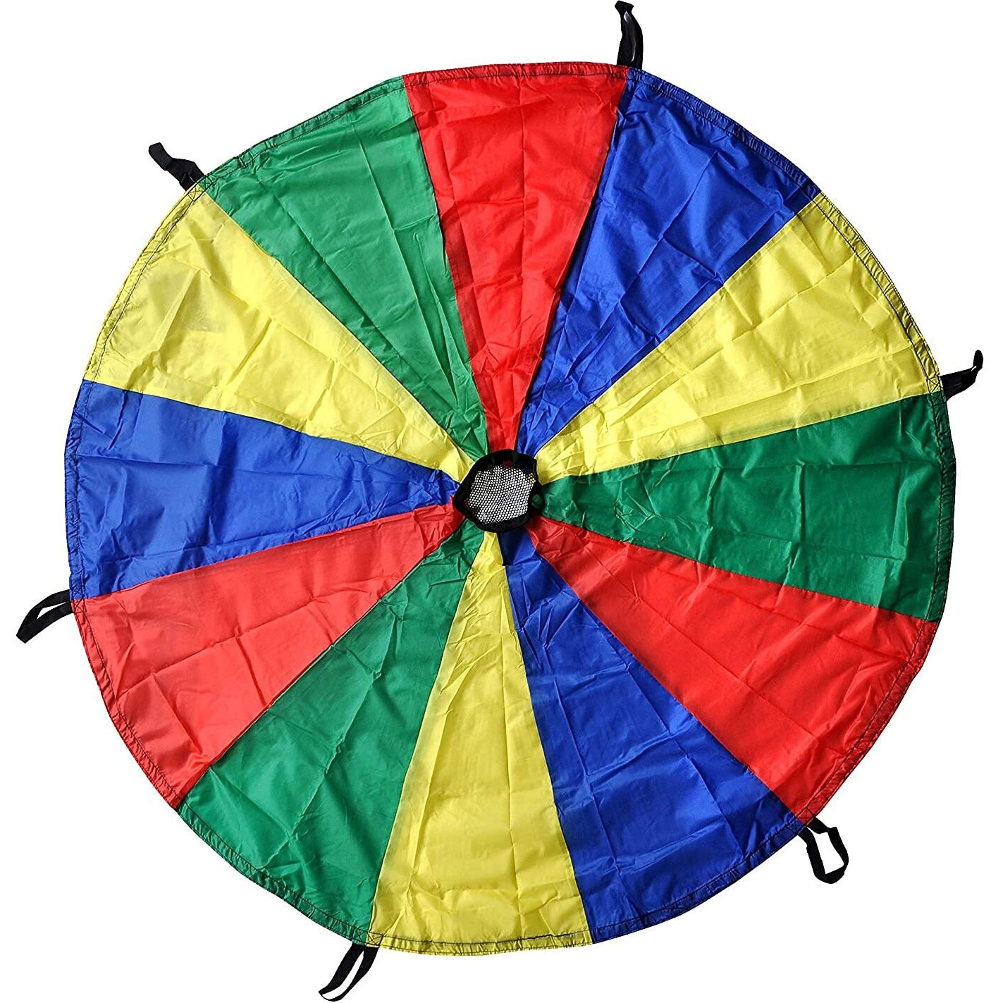 Fitfix Sports Kids Theme Rainbow Parachute 4Feet, 4 Handles With Carry Bag In Bright Colors For Outdoor Sports Development, Team Building, Kids Games, Kids Tent, Cooperative Games- Multicolor