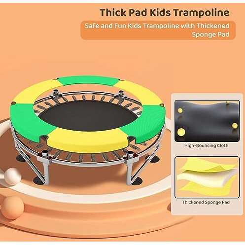 Staranddaisy 4 In 1 Trampoline With Safety Net, Pull Up Handle, Boxing Bag & Swing For Kids Girl & Boy Indoor & Outdoor Play (Orange & Yellow)