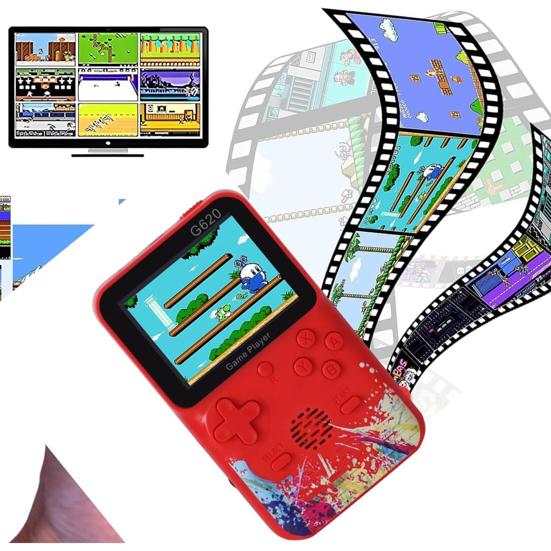 Amazm Retro Game Box 500 In1 Games, 3-Inch Screen, Unleash Tv Gaming Excitement Comes With Classic Games Like Contra 1 Contra Force, Mario Bros 3, Street Fighter Snow Bros And Many More