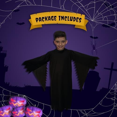 Kaku Fancy Dresses Polyester Black Horror Ghost Halloween Costume/California Cosplay Costume - Black, 5-6 Years, For Boys & Girls
