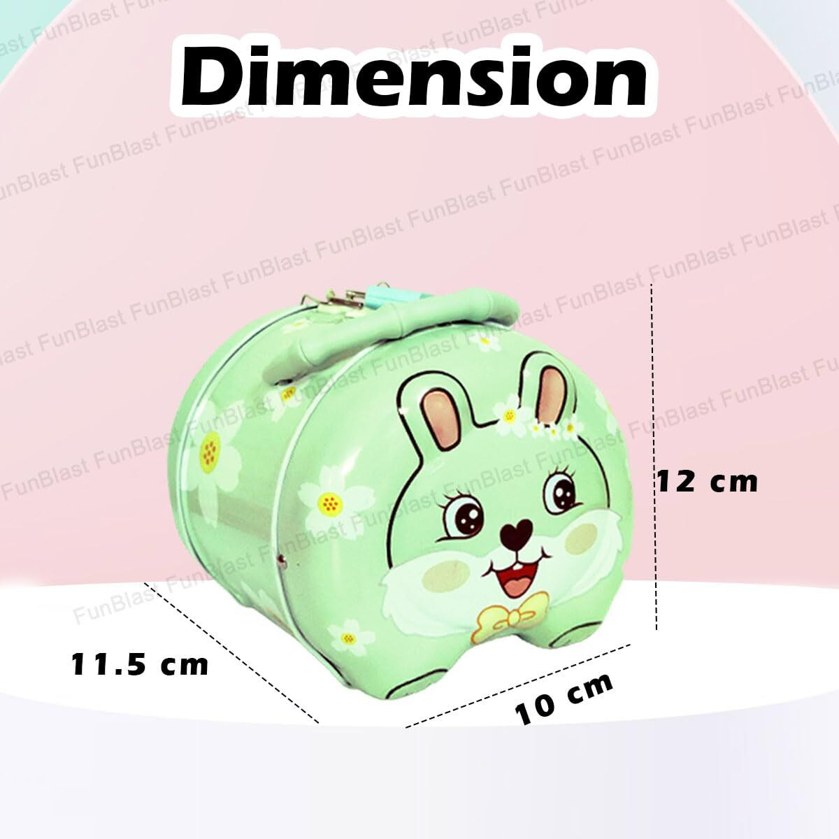 Funblast Piggy Bank For Kids  Bunny Shaped Coin Box, Money Saving Metal Coin Bank With Key And Lock For Kids, Money Bank For Kids, Gullak For Money Bank For Kids, Return Gift For Kids (Random Color)