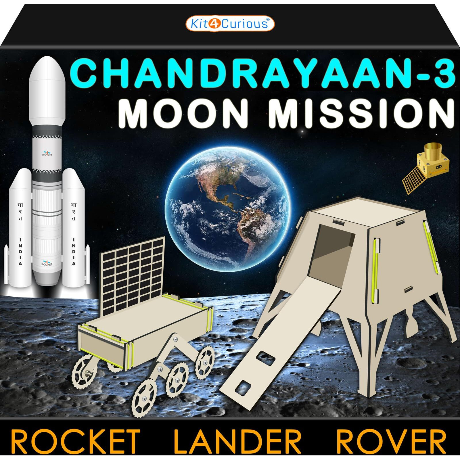 Kit4Curious Chandrayaan-3 Moon Mission Wooden Models  Rocket, Lander, Rover, Propulsion Module Making Kit  Showpiece