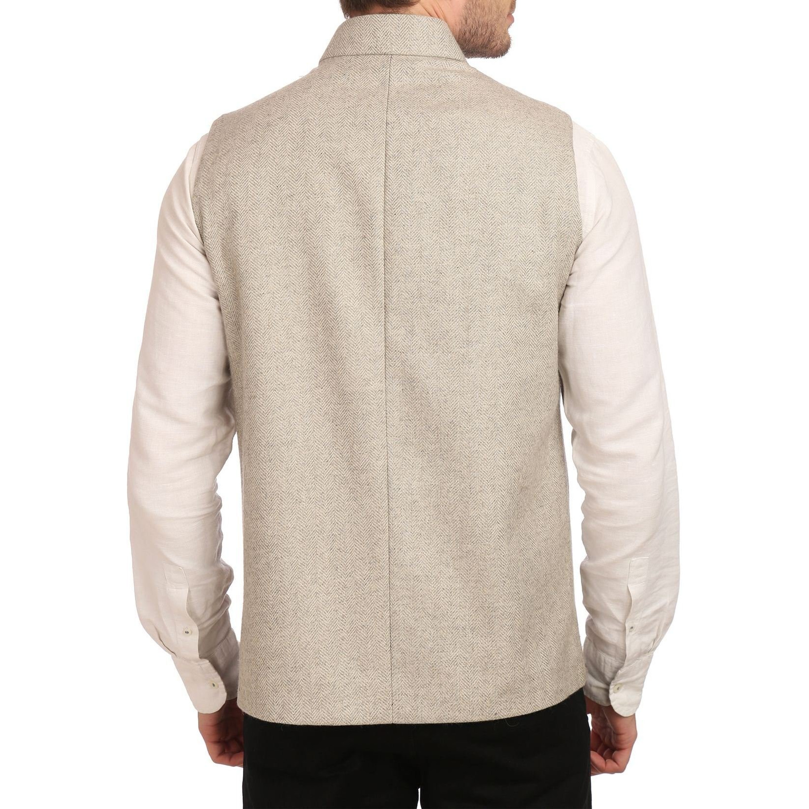 Wintage Men's Tweed Bandhgala Festive Nehru Jacket Waistcoat Silver
