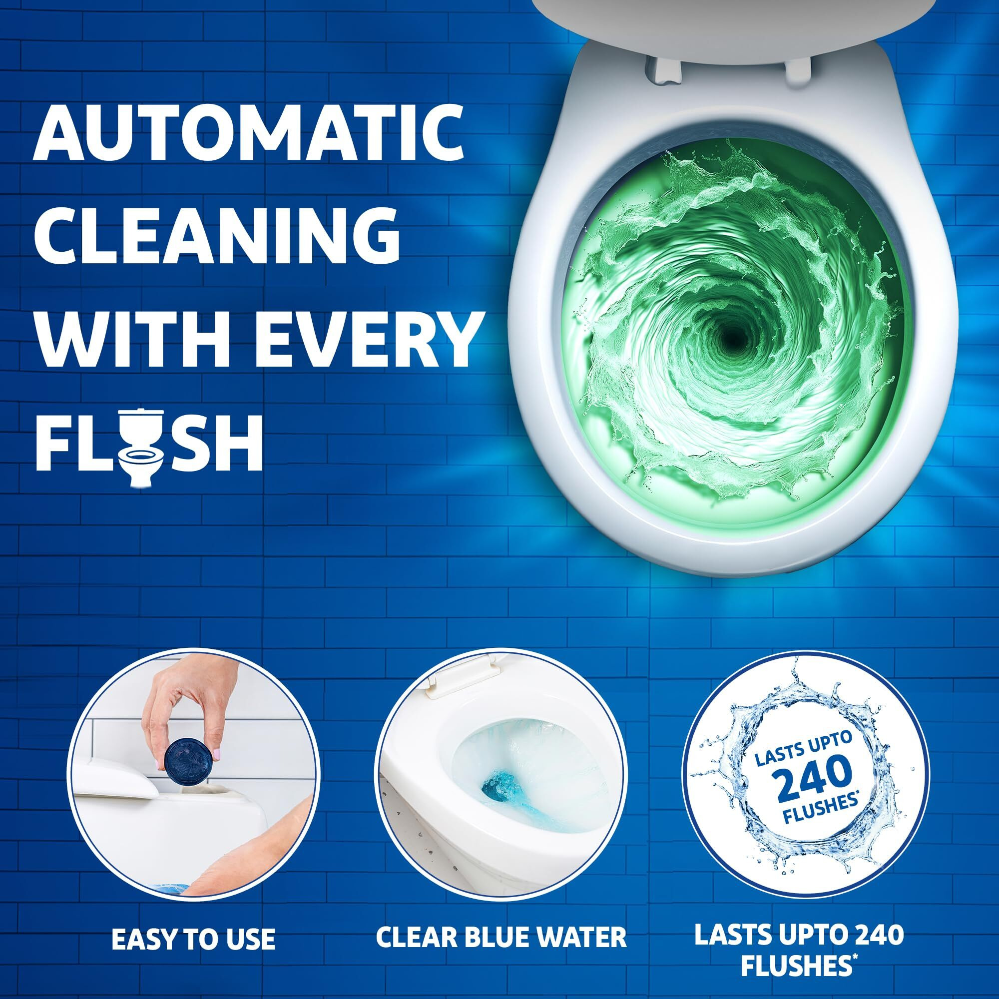Harpic Flushmatic In-Cistern Toilet Cleaner Blocks, Citrus - 100 G (Pack Of 3) | Lasts Upto 240 Flushes