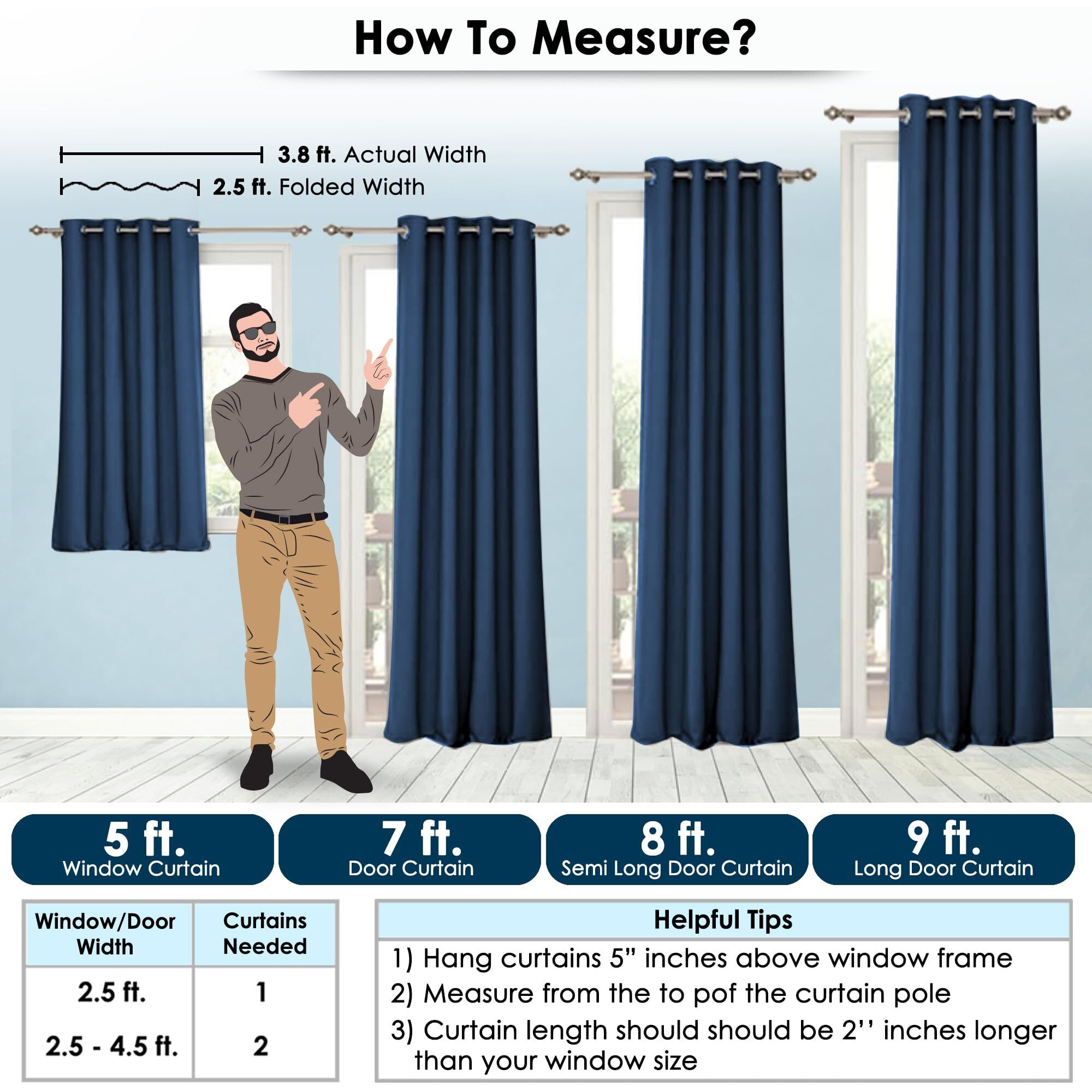 Story@Home Blackout Window Curtains 5 Feet Set Of 2 | Plain Printed | 95% Room Darkening | Thermal Insulated Curtains | Curtain For Living Room | (116 X 152 Cm, Navy Blue) | Perfect For Home Decor