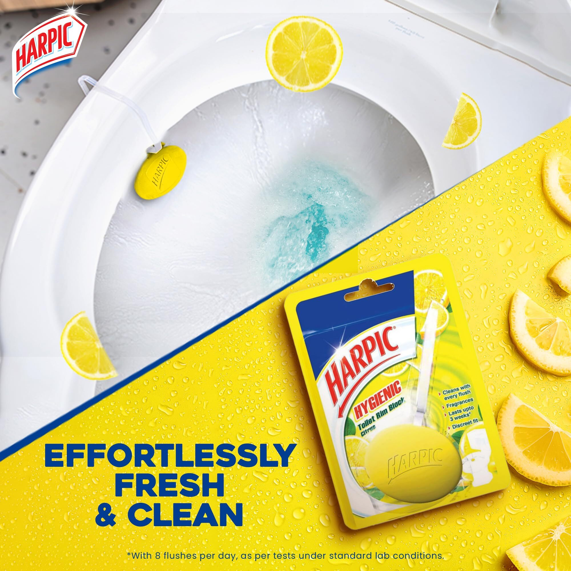 Harpic Hygienic Toilet Cleaner Rim Block, Citrus - 26 G (Pack Of 3) | India's  1 Toilet Cleaner