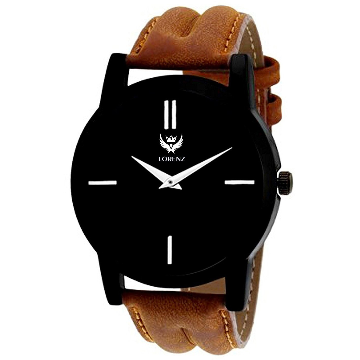 Lorenz Combo Of Analogue Black Dial Men's Leather Watch With Wallet And Black Sunglasses