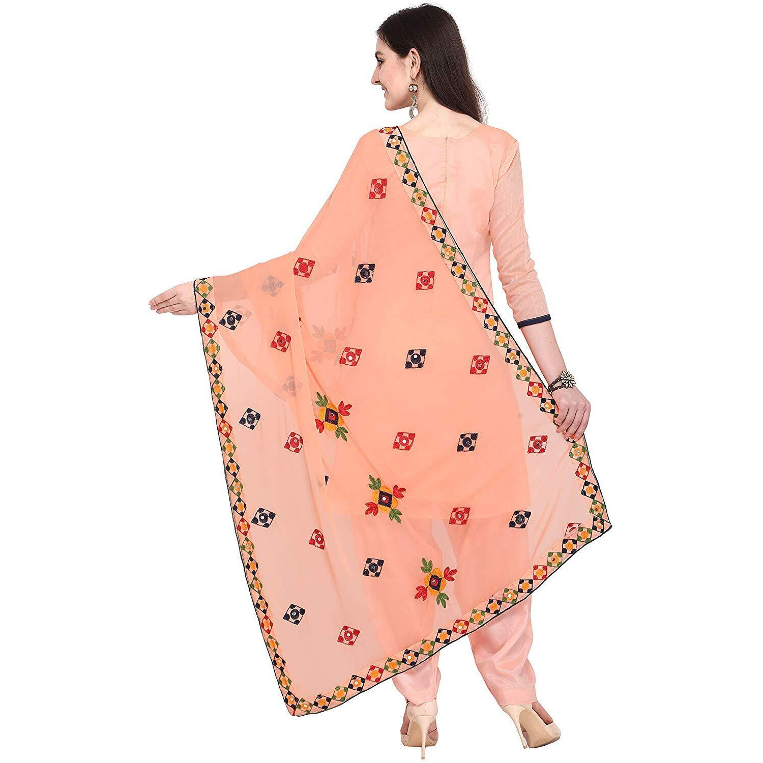 Ethnicjunction Women Chanderi Cotton Un-Stitched Salwar Kameez Dress Material (Ej1180_Free Size), Red