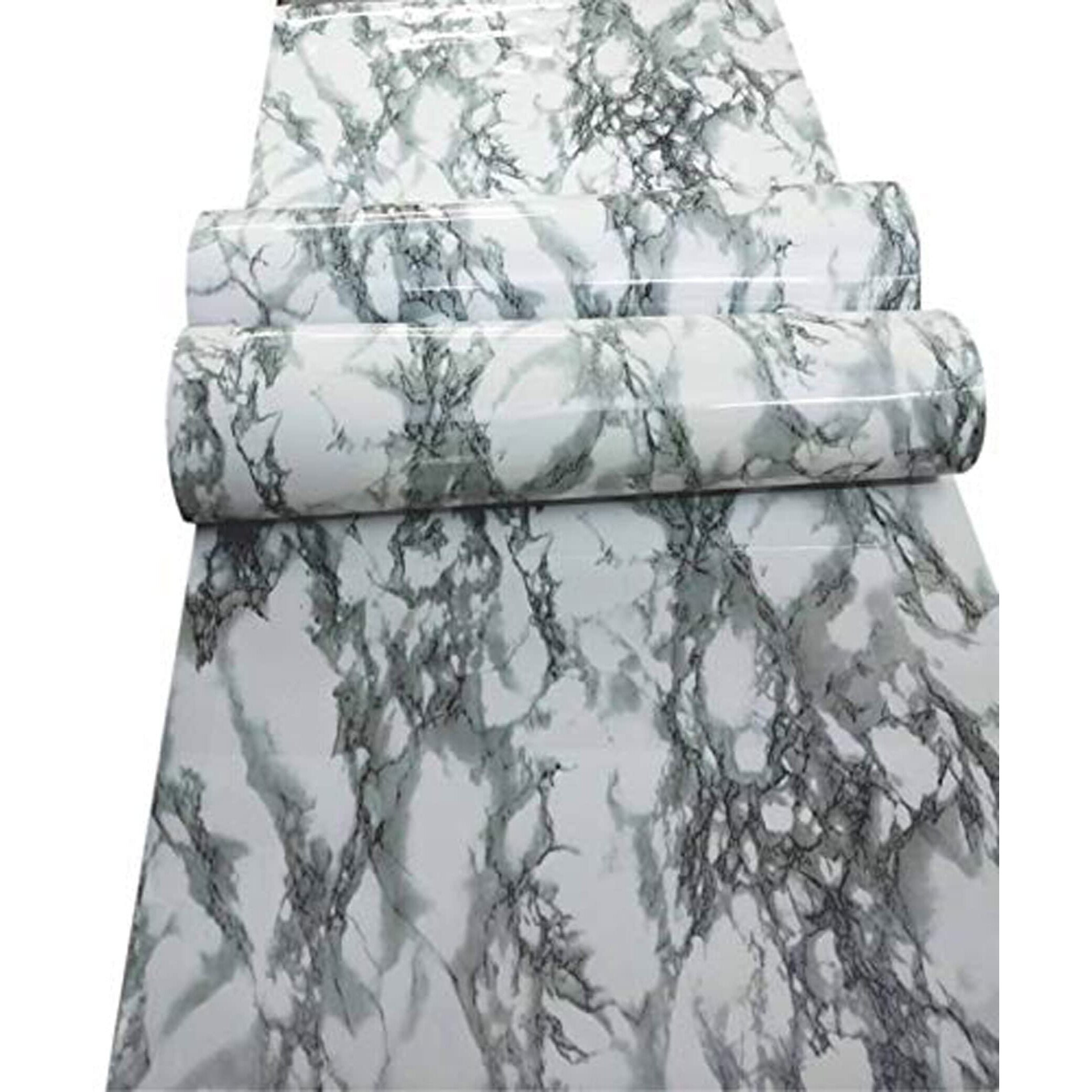 Elton Diy White Gloss Marble Wallpaper, 24 X 72 Inch