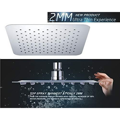 Marcoware Stainless Steel Trident Square Overhead Shower 6X6 Inches Rain Shower Head For Bathroom Without Arm, Mesh Shower Filter Built-In, Chrome, Polished Finish