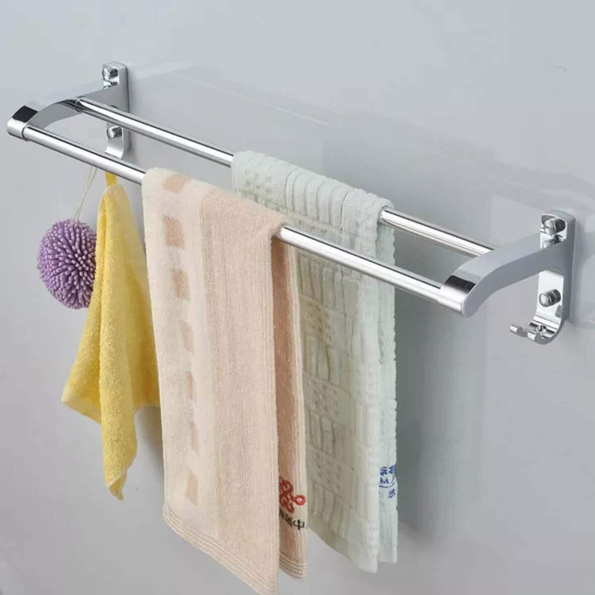 Istar Towel Rod Double Rod Silver Towel Holder 24 Inch Longer 2 Bar Towel Rod (Stainless Steel) (1)