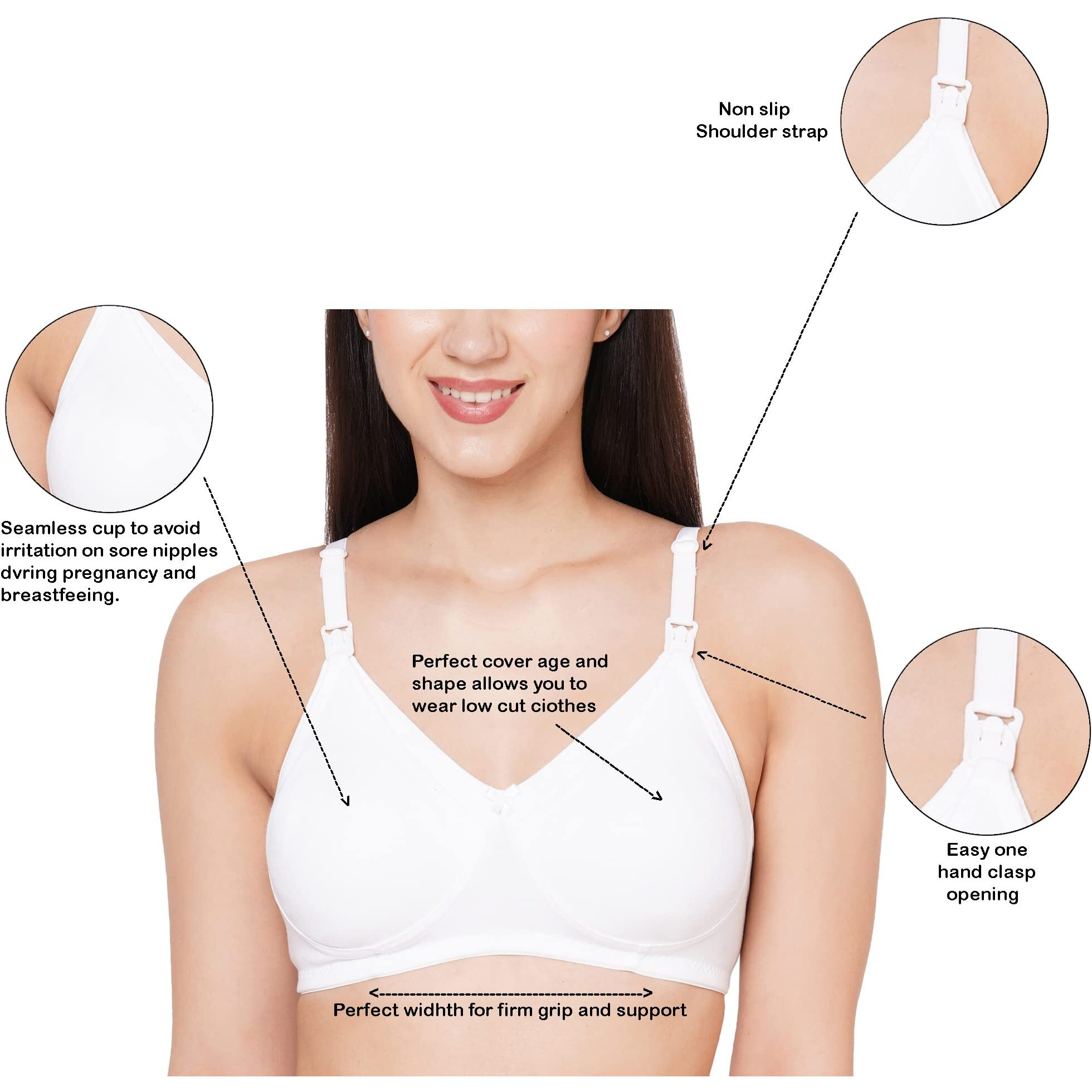Momtobe Women's Cotton Non Padded Non-Wire Nursing Bra (5502Reblkwhtbgfb-38_Multicolor_38C)