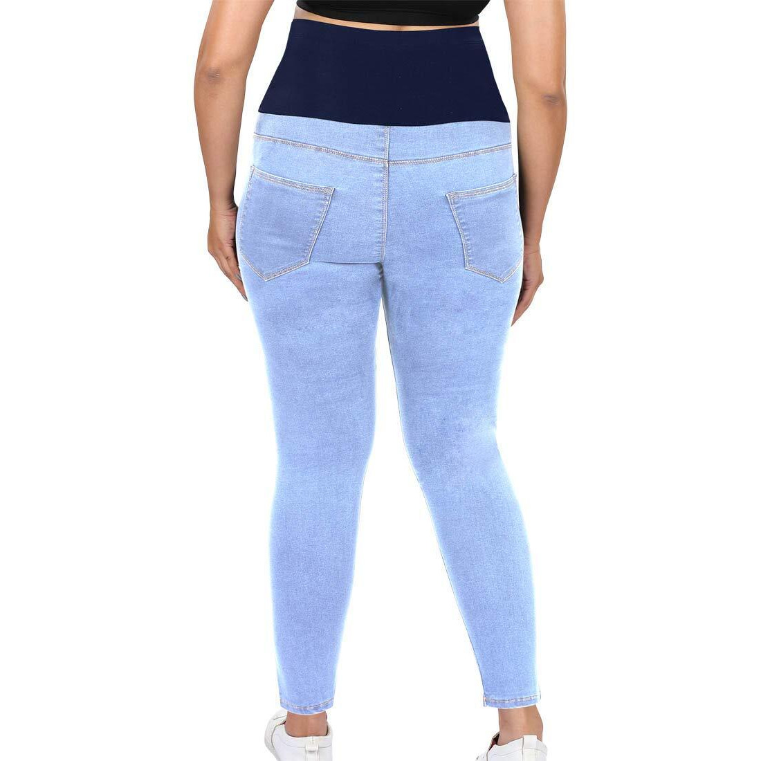 Dermawear Women Stretchable High Waist Regular Fit Shapewear Denim Jeans (Sd-1202_Ice Blue_44)