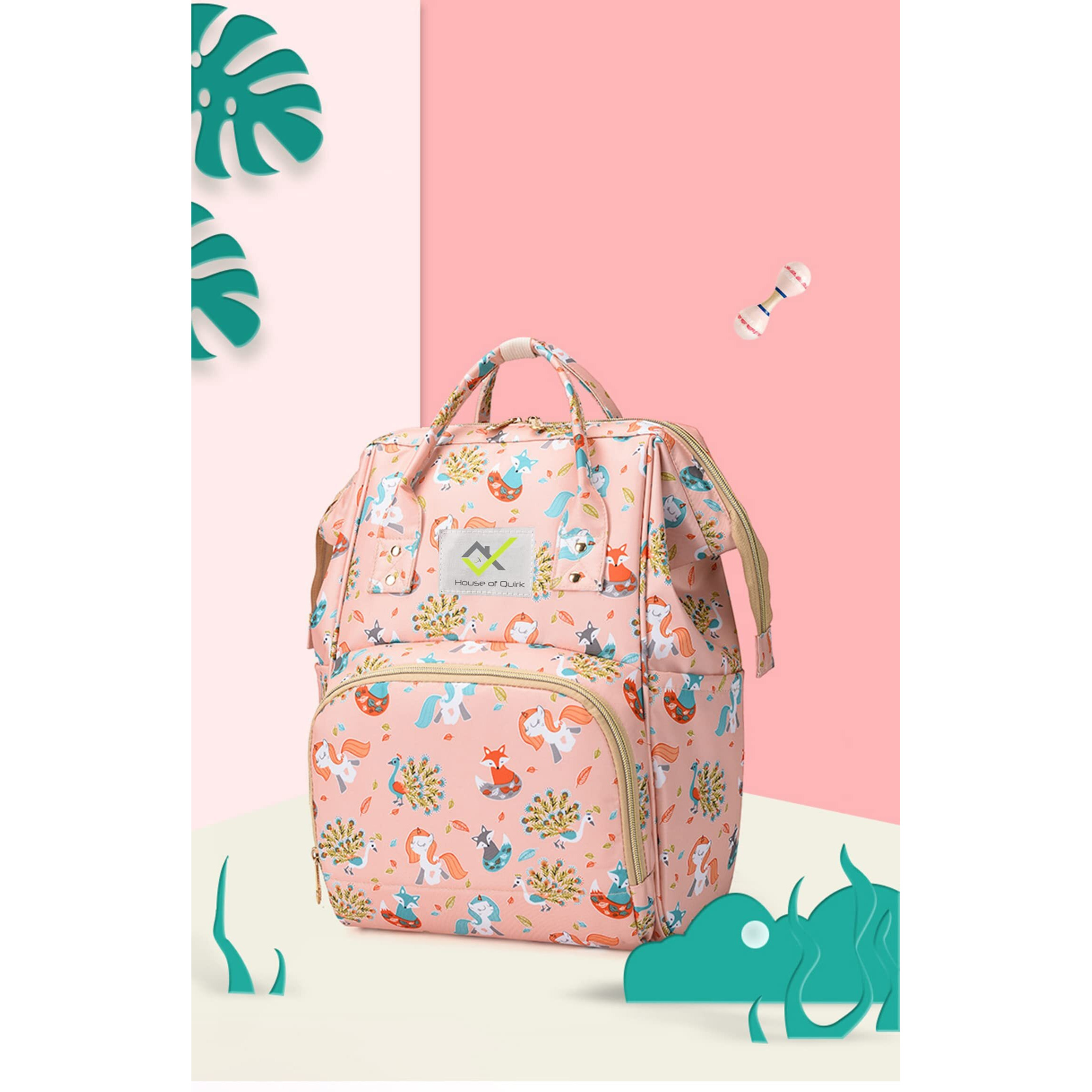 House Of Quirk 18 Litres Baby Diaper Bag Maternity Backpack - Pink Fox