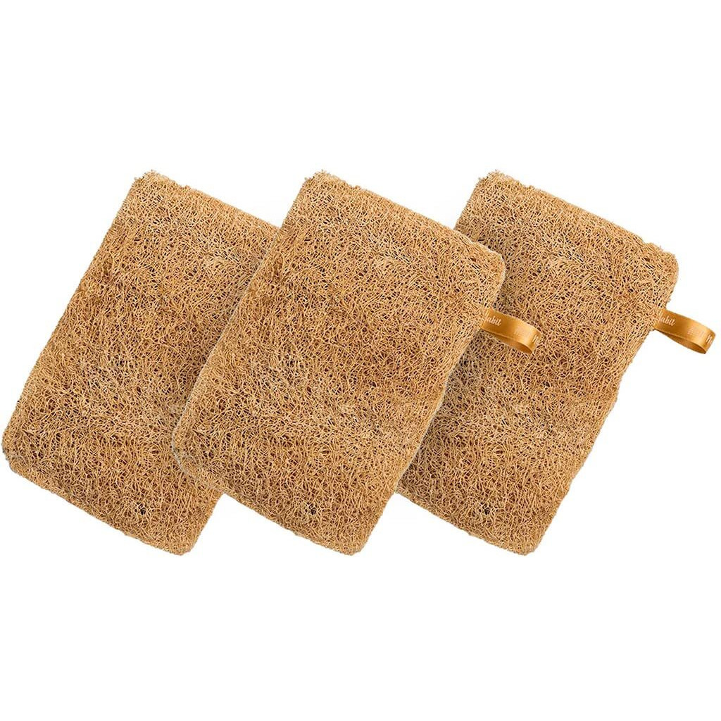 Nat Habit - Back To Natural Secrets Everyday Natural Sun Dried Bath Loofah | Body Sponge & Scrubber For Men & Women | Organic Luffa For Bath Shower Skin Exfoliation (Pack Of 3)