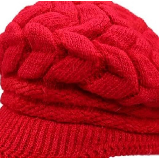 Alexvyan Imported Unisex Wool Men And Women Winter Cap Woolen Knitted Warm Hat (Fur Inside) Hats For Ladies Beanie Girls Skullies Caps Bonnet Femme Snapback (Red), Free Size