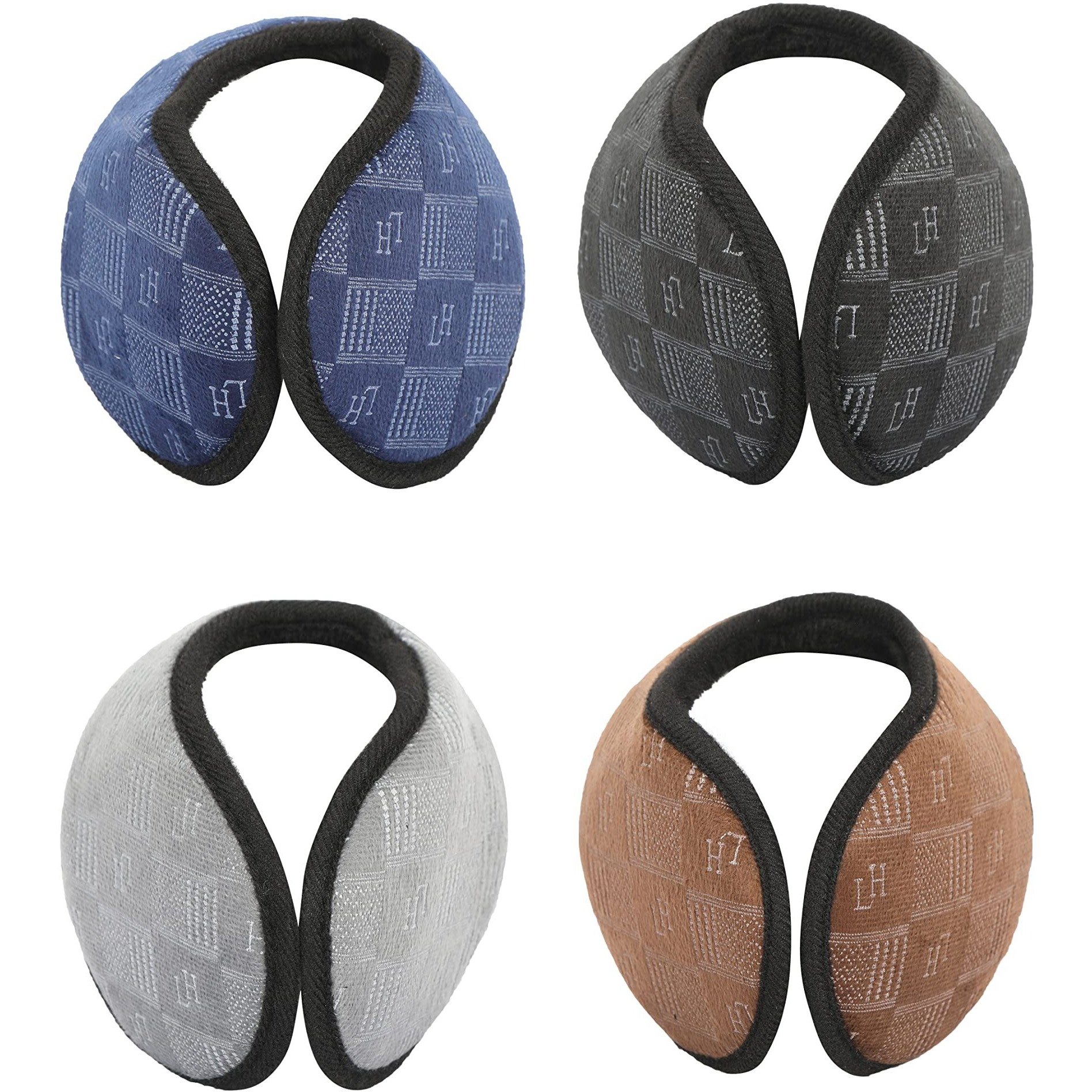 Fabseasons Winter Outdoor Ear Muffs/Warmer For Men And Women For Protection From Cold, Value Combo Pack Of 4 & 8 (Free Size, Contemporary, Design-5.Pack Of 4)
