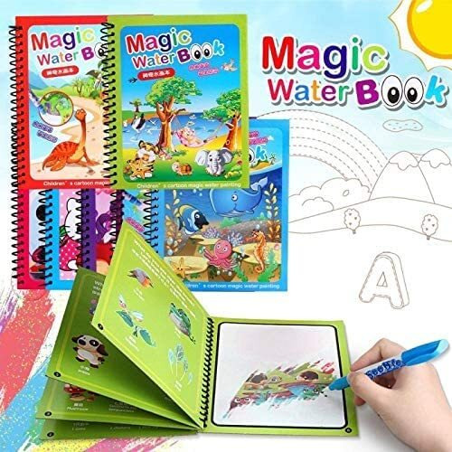 Snozio Magic Water Coloring Doodle Book & Magic Pen Reusable Magic Water Quick Dry Book Water Coloring Book Doodle With Magic Pen Painting Board For Children Education Drawing Pad (1)