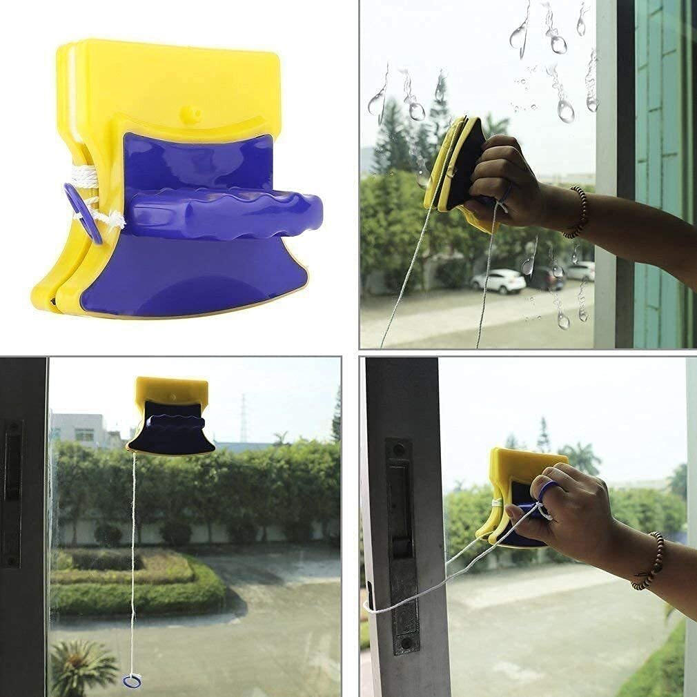 Mcfarlane Magnetic Window Cleaner Double-Side Glazed Two Sided Glass Cleaner Wiper With 2 Extra Cleaning Cotton Cleaner Squeegee Washing Household Cleaner Windows Ceiling (Polycarbonate)