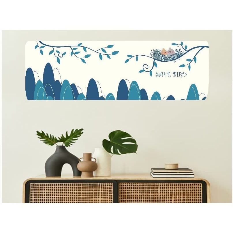 Darshanam World Dolphin Printed Dust Cover Folding Designer Ac Cover For Indoor Split Ac 1 Ton (White, 91 X 31 X 21Cm)(Blue-Cream)