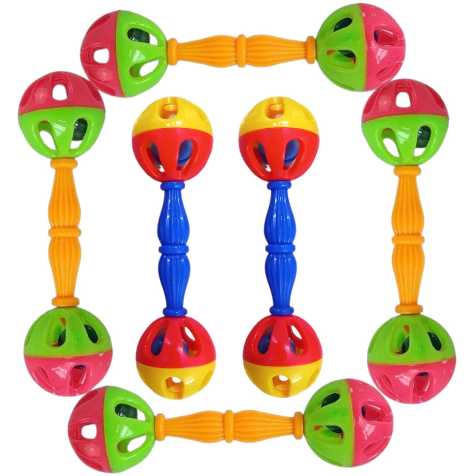 Khasala Brothers 4 Pcs Non Toxic Baby Rattle Toys For Babies, Colorful Lovely Attractive Rattles For Babies (Multi Color) (Rattle)