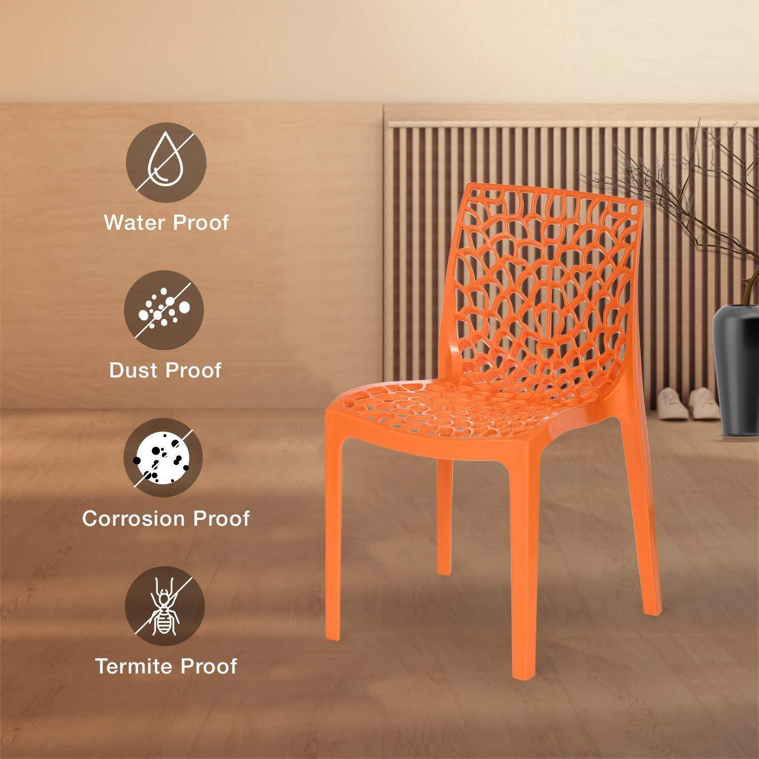Rw Rest Well Web Armless Designer Plastic Outdoor Chair | Iso Certified Company (2, Orange)