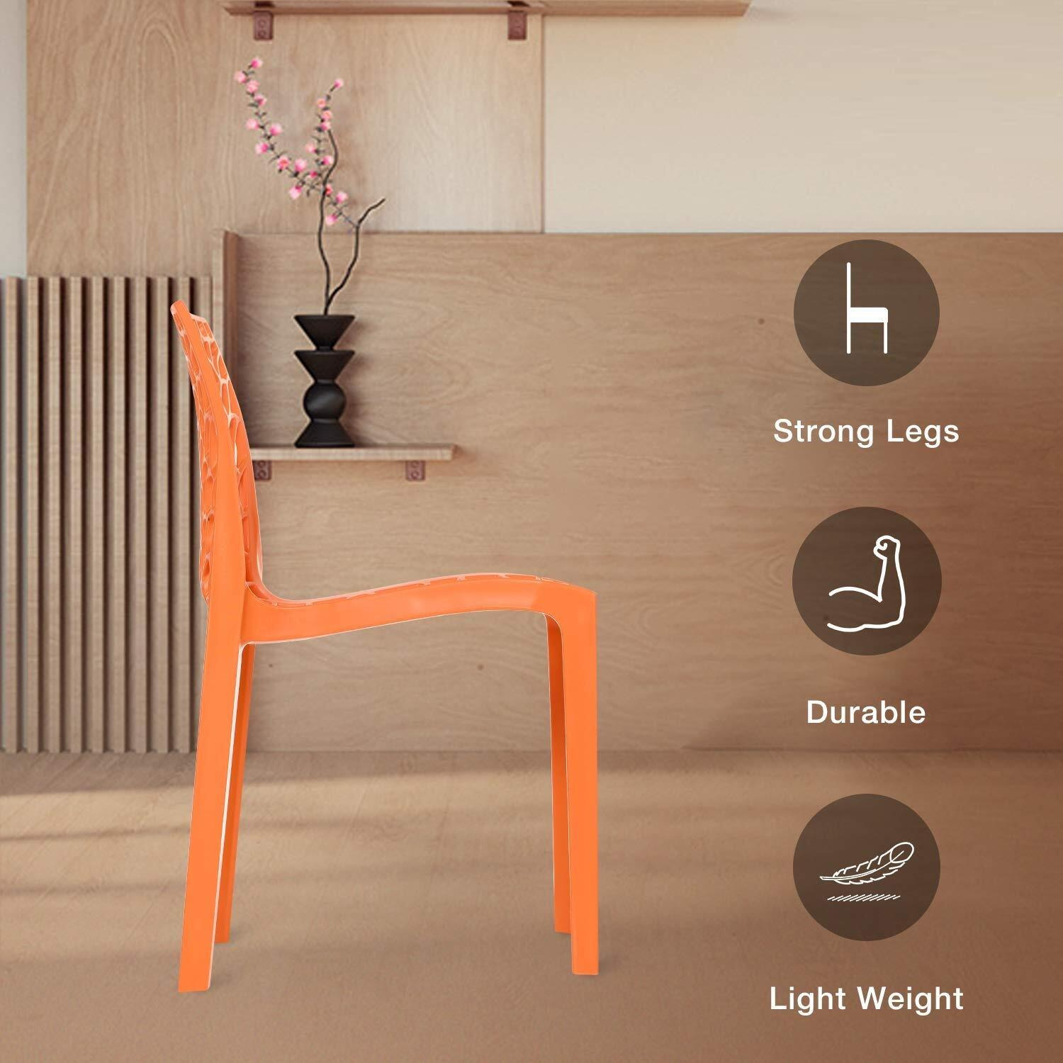 Rw Rest Well Web Armless Designer Plastic Outdoor Chair | Iso Certified Company (2, Orange)